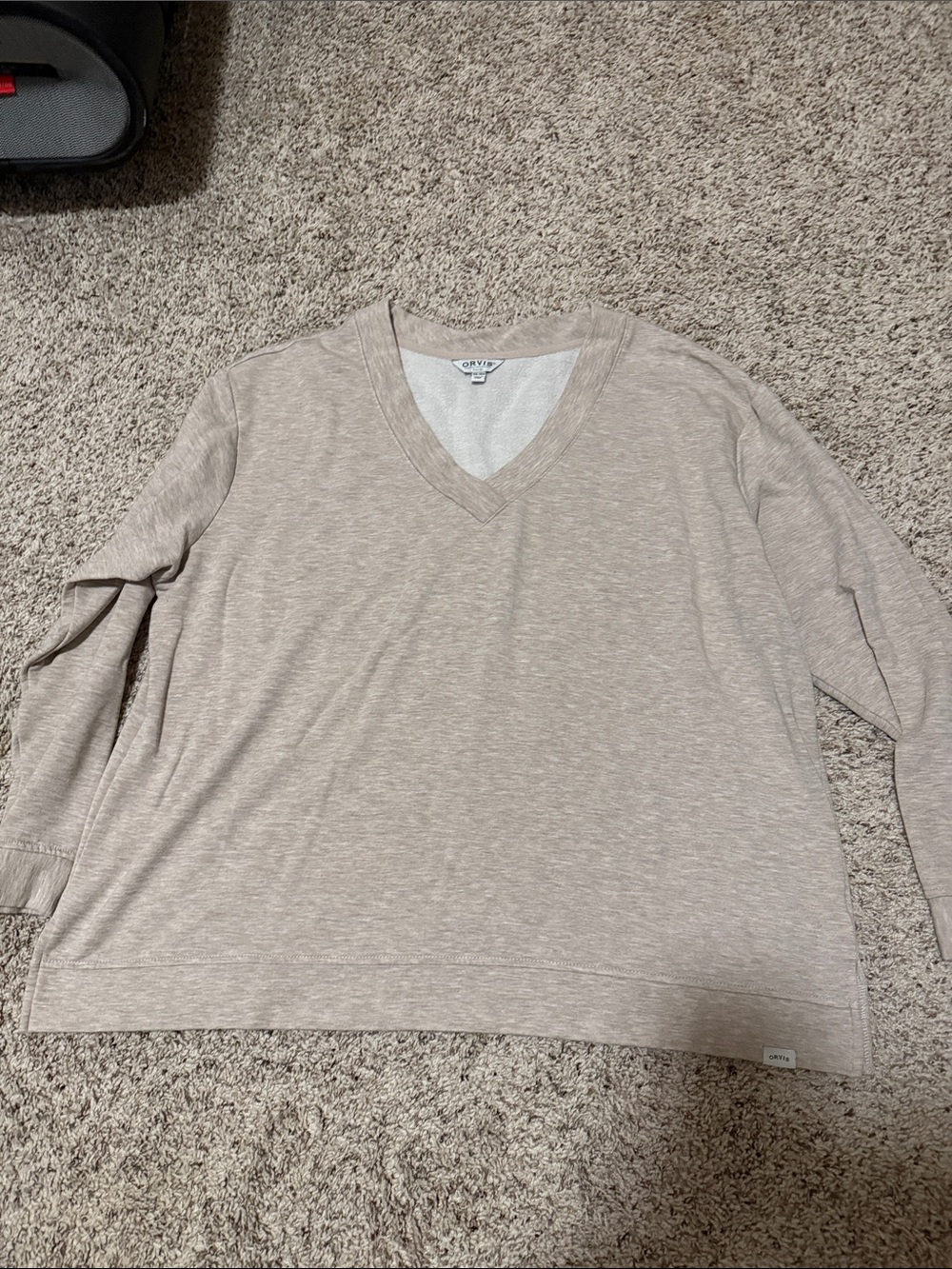 Orvis Women's V-Neck Sweater in Light Taupe